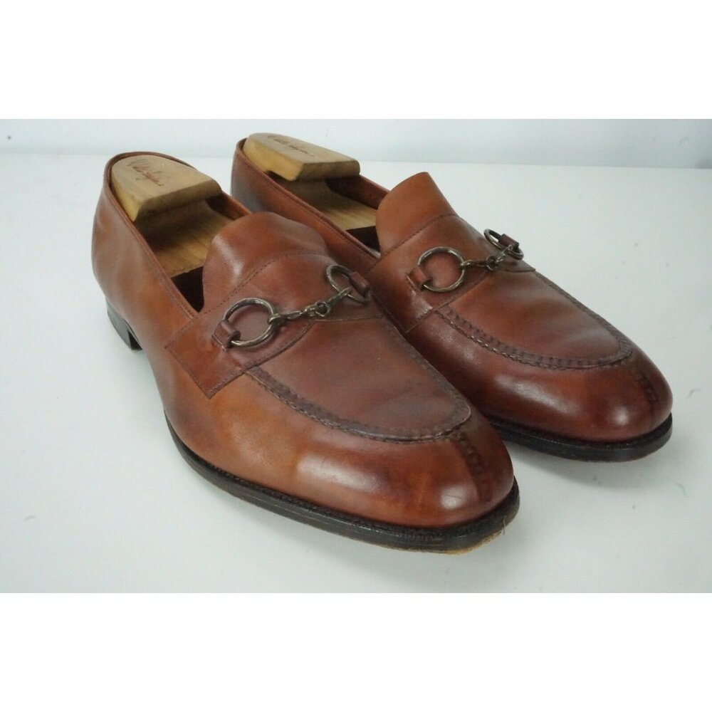 Edward Green Brown Horsebit Split Toe Leather Shoes 61 Last Sz 10.5/11 F 18039